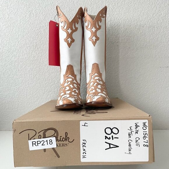 Rod Patrick Womens Cowboy Boots 8.5A Western Cowgirl White Leather French Toe - Picture 11 of 12